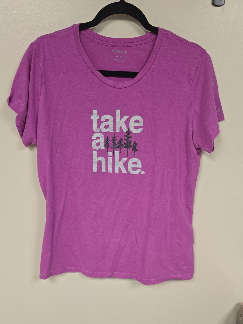 Columbia Women's Pink Short-Sleeve 'take a hike' Graphic Tee